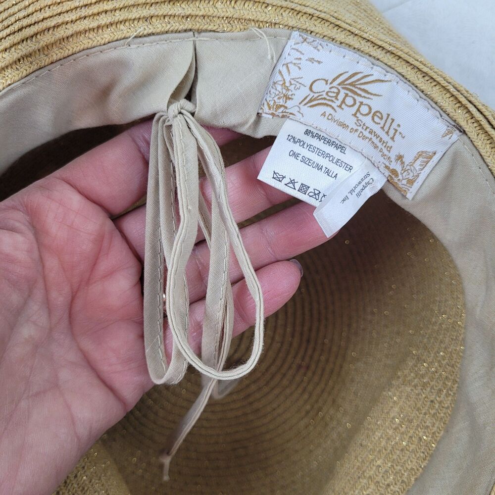 Capelli Straworld Women’s Sun Hat Floppy Metallic Tan Summer Beach Fun Travel - Picture 6 of 7